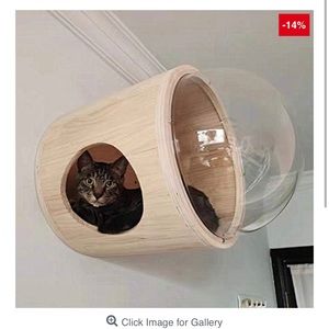 Wooden Wall-Mounted cat Bed Furniture Round Space Capsule cat Room